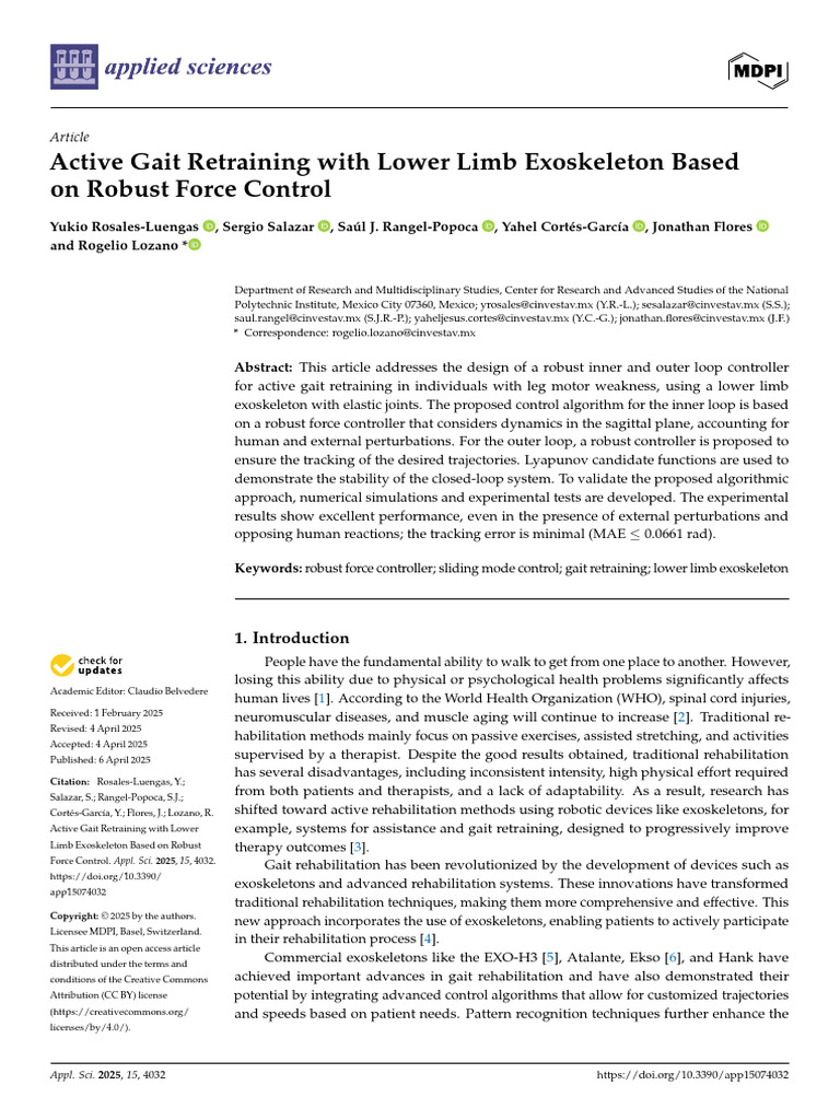 Active Gait Retraining With Lower Limb Exoskeleton Based On Robust ...