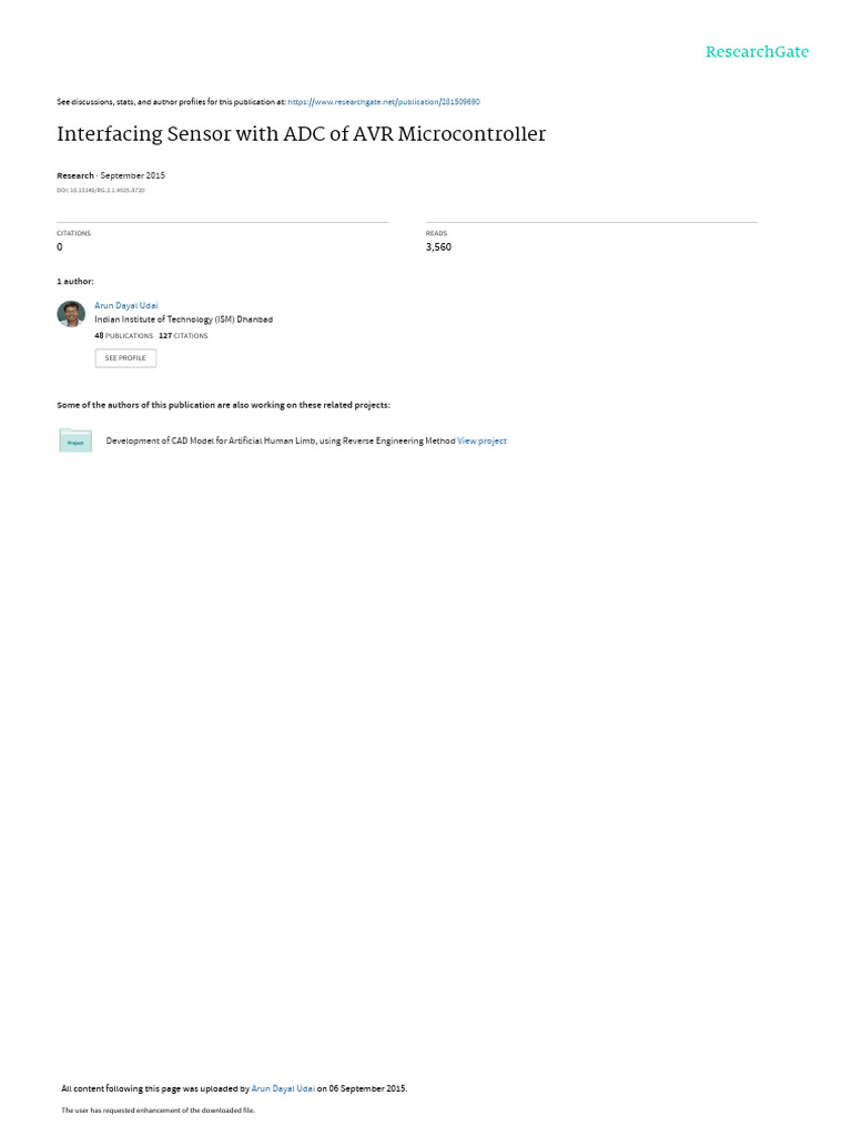 Interfacing Sensor With ADC of AVR Icrocontroller | PDF | Analog To ...