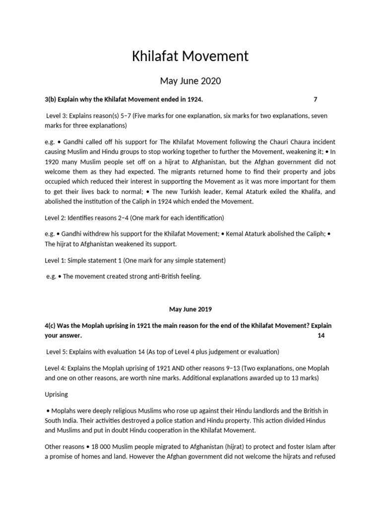 Khilafat Movement and 14 Points of Jinnah | PDF | Caliphate | Mahatma ...