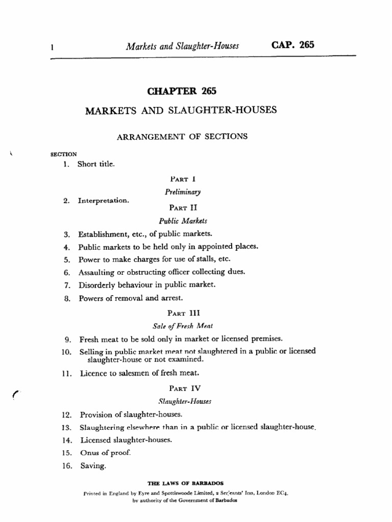 CAP 265 Act PDF Slaughterhouse License