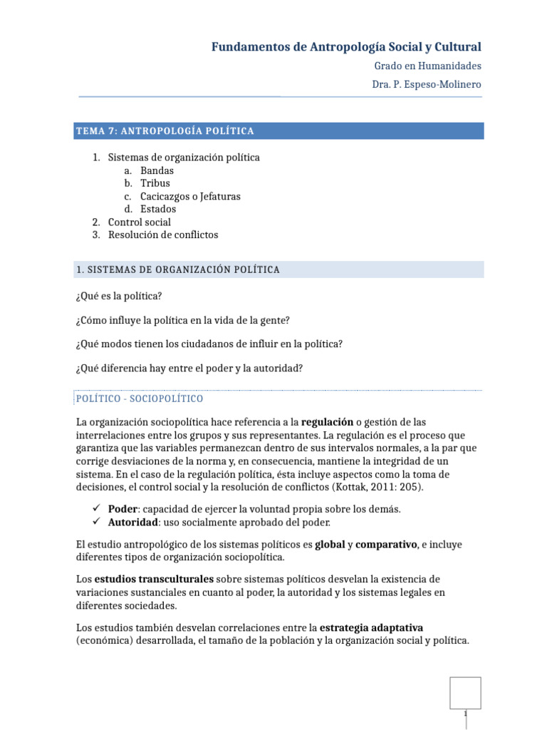 FU7. Antropología Política | PDF | Sociedad | Tribu