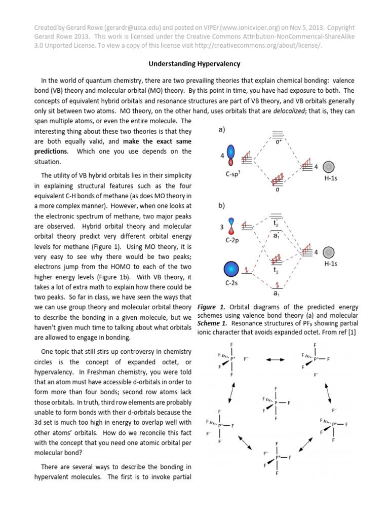 Understanding Hypervalency in Chemistry | PDF | Molecular Orbital ...