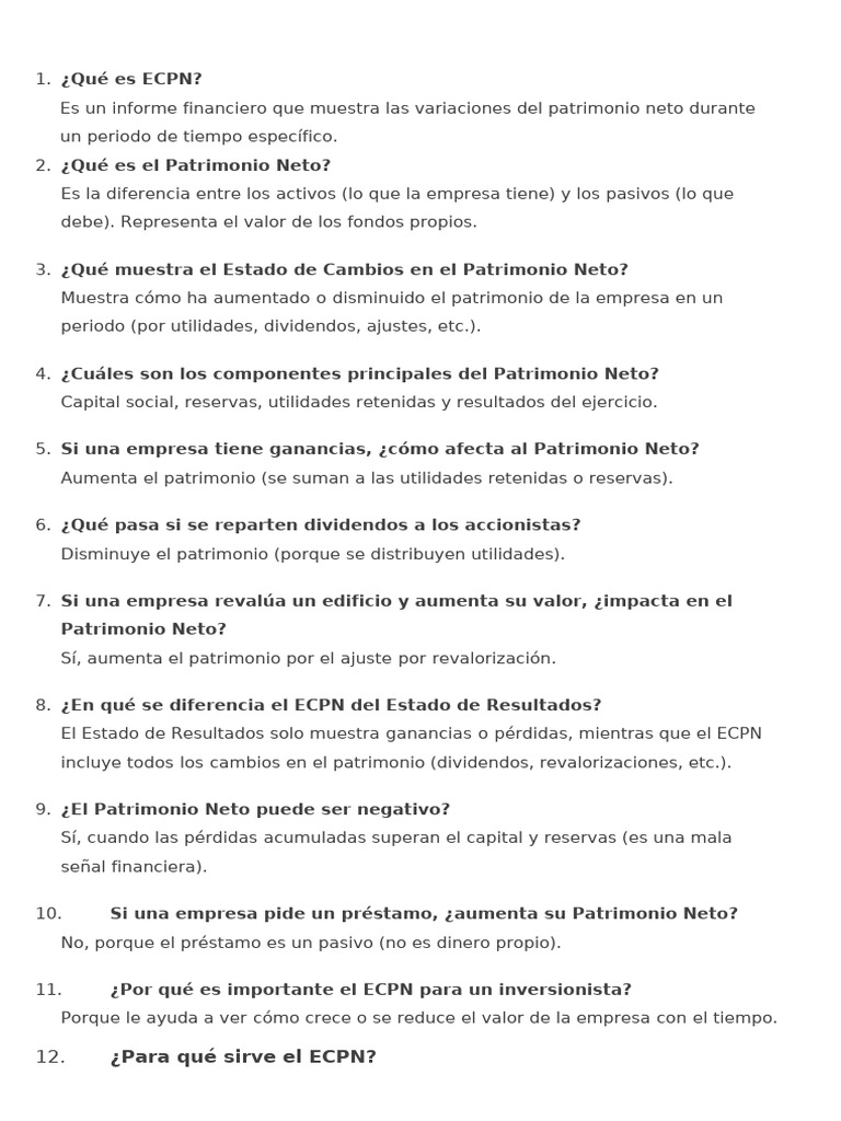 ECPN: Clave del Patrimonio Neto Empresarial | PDF | Valor neto | Dividendo