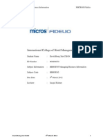 International College of Hotel Management: BBHM305 Managing Business Information MICROS-Fidelio