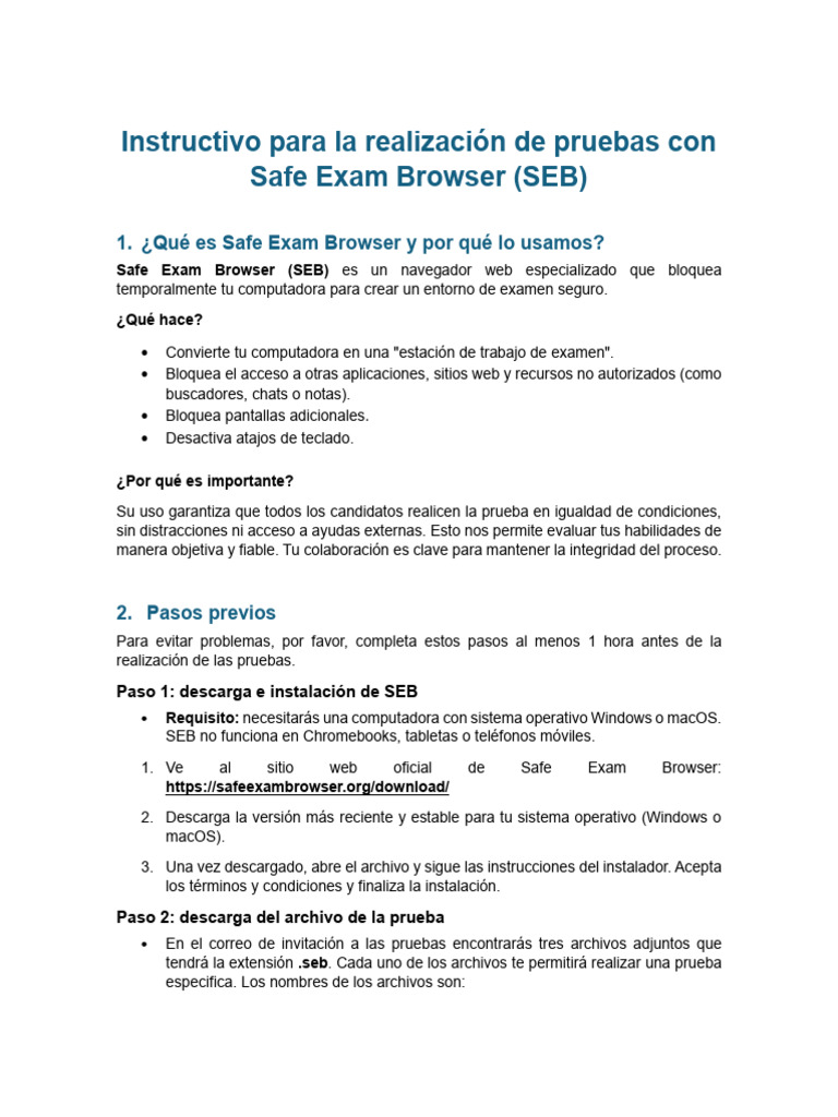 Uso y seguridad en Safe Exam Browser | PDF | Microsoft Windows | Software