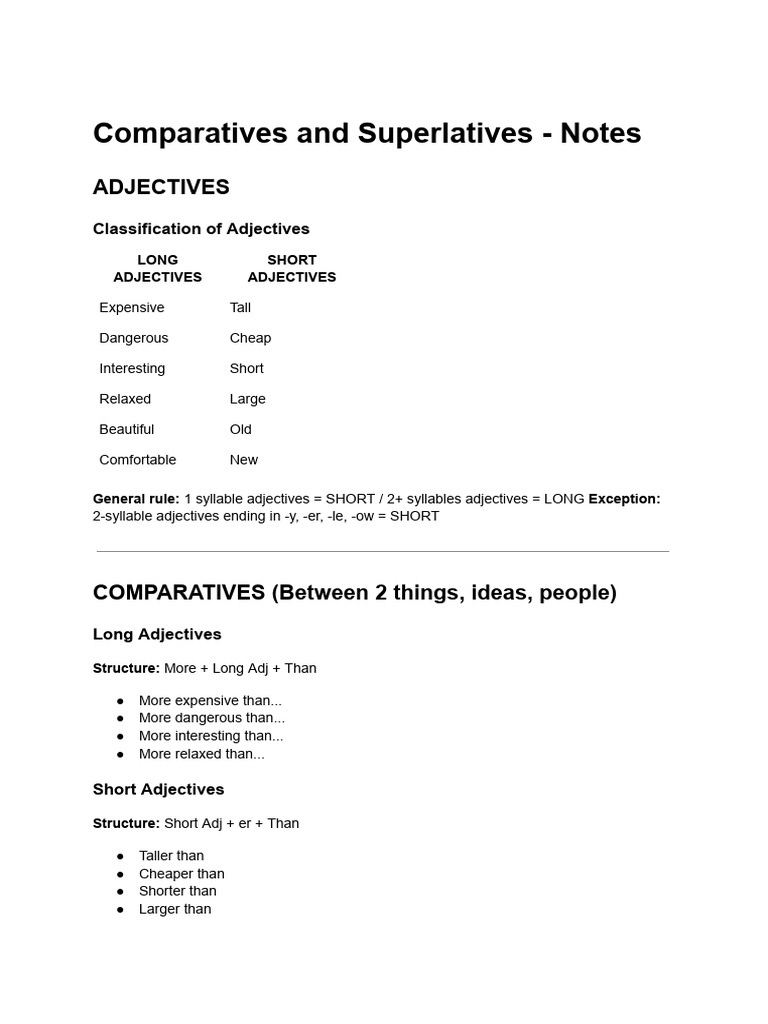 Understanding Comparatives and Superlatives | PDF | Languages | Foreign ...