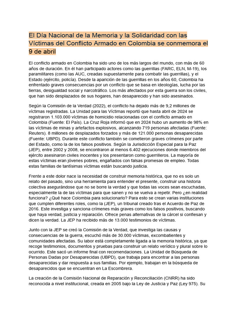 El Día Nacional de La Memoria y La Solidaridad Con Las Víctimas Del ...
