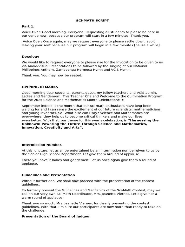 Sci-Math Month Celebration 2025 Program | PDF | Invention
