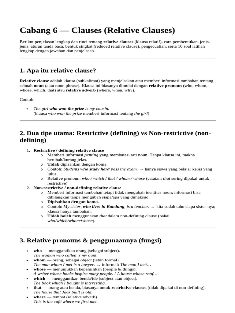 Panduan Lengkap Klausa Relatif | PDF | Syntax | Linguistics