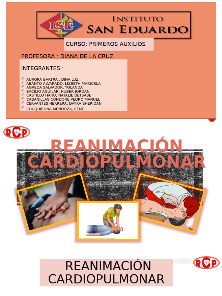 Curso de Primeros Auxilios: RCP | PDF | Reanimación cardiopulmonar ...