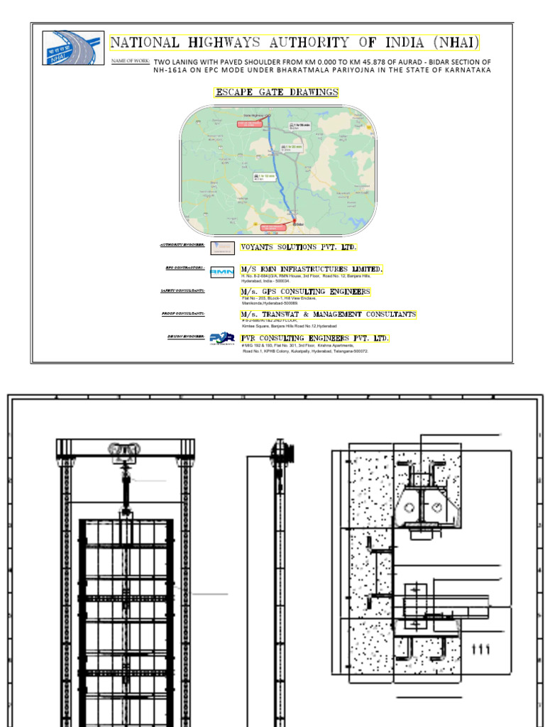 Escape Gate Design for NH-161A Project | PDF
