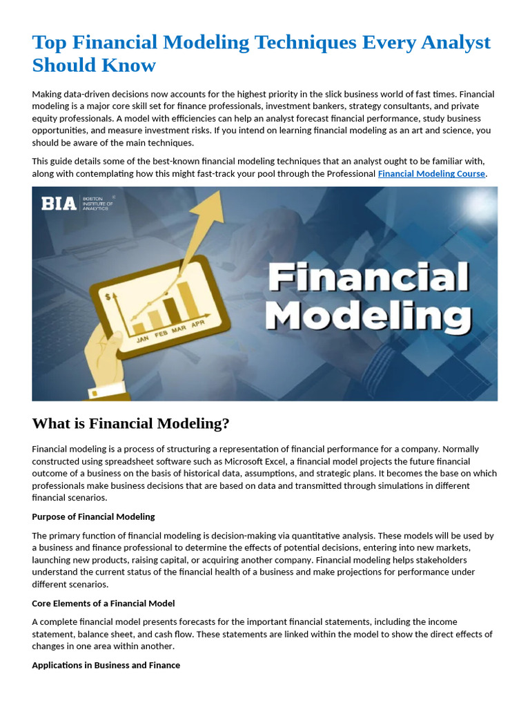 Essential Financial Modeling Techniques | PDF | Financial Modeling ...