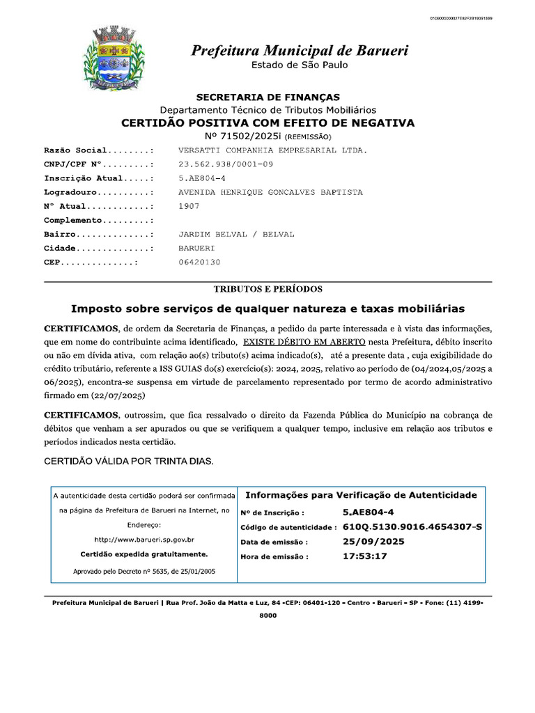 Certidao Municipal | PDF