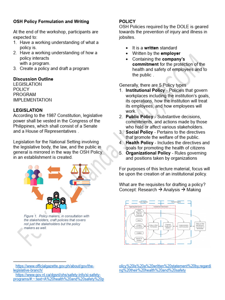 OSH Policy Writing Workshop Guide | PDF | Occupational Safety And ...