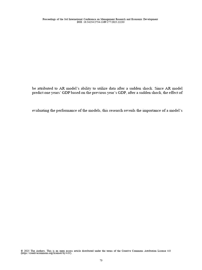 Forcasting US GDP in The Post-Pandemic Age-An Evaluation of AR Model ...