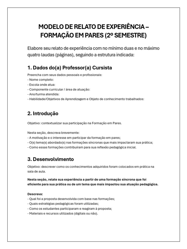 ModeloOficial Relato de Experiência | PDF