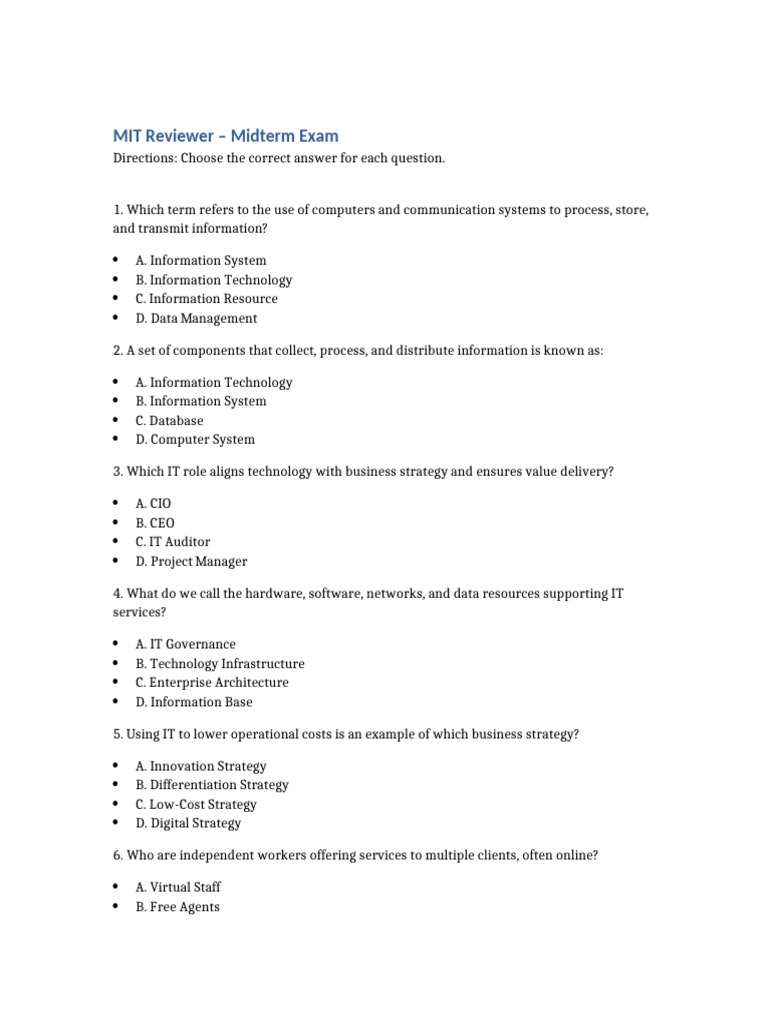MIT Midterm Exam Review Guide | PDF | Computer Network | Computer Data ...