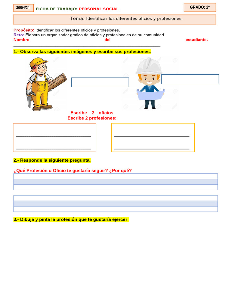 2° Ficha de Trabajo - Personal Social | PDF