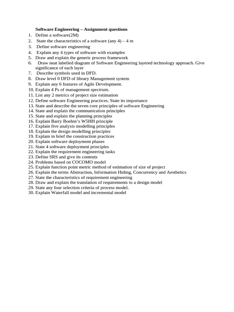 Software Engineering Assignment Questions | PDF