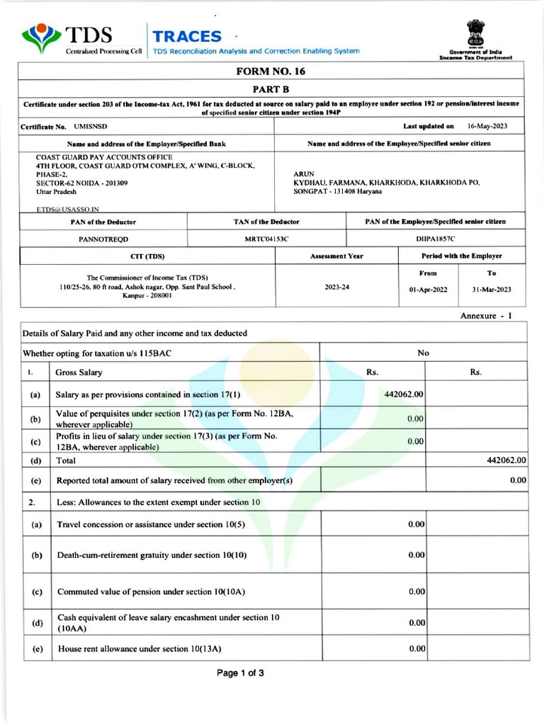 Form16 2024 | PDF | Tax Deduction | Taxation