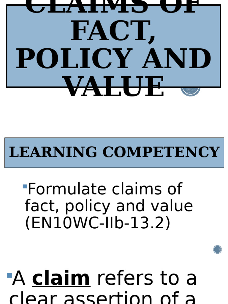 Claims of Fact, Policy and Value | PDF