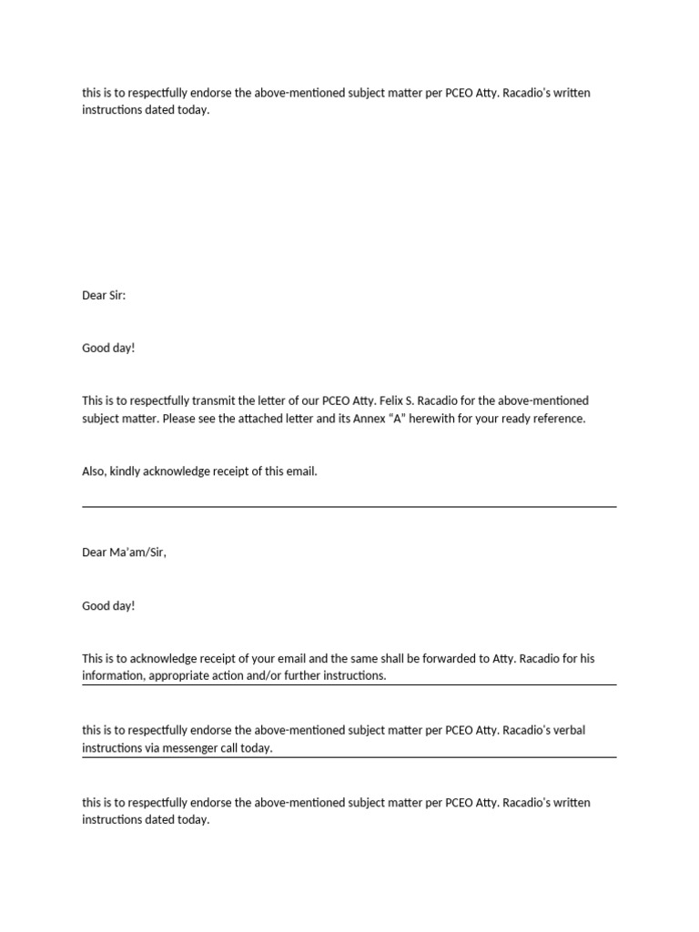 Endorsement and Acknowledgment Emails | PDF