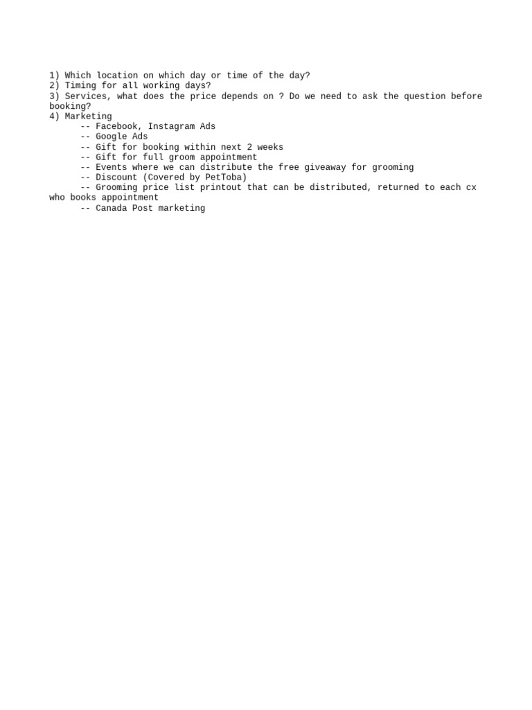 Grooming Plan | PDF