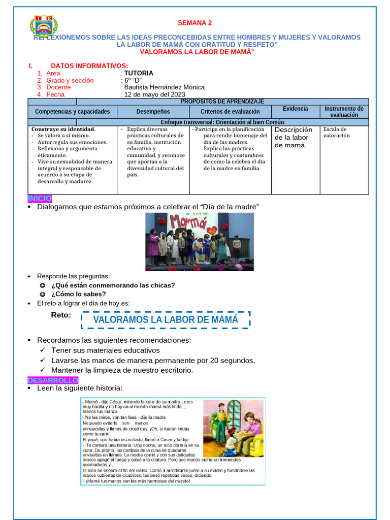 Reflexión sobre la Labor de Mamá | PDF
