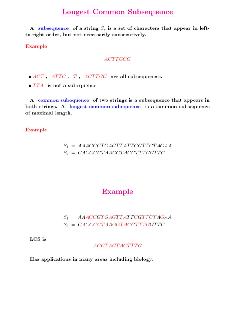 Longest Common Subsequence | PDF