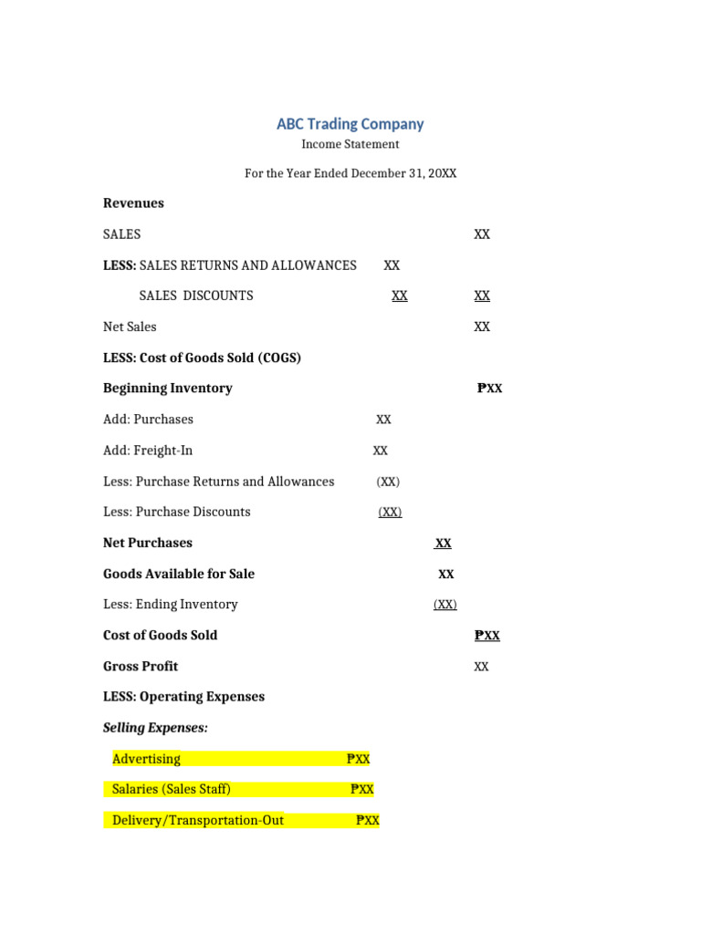 ABC Trading Company Income Statement | PDF