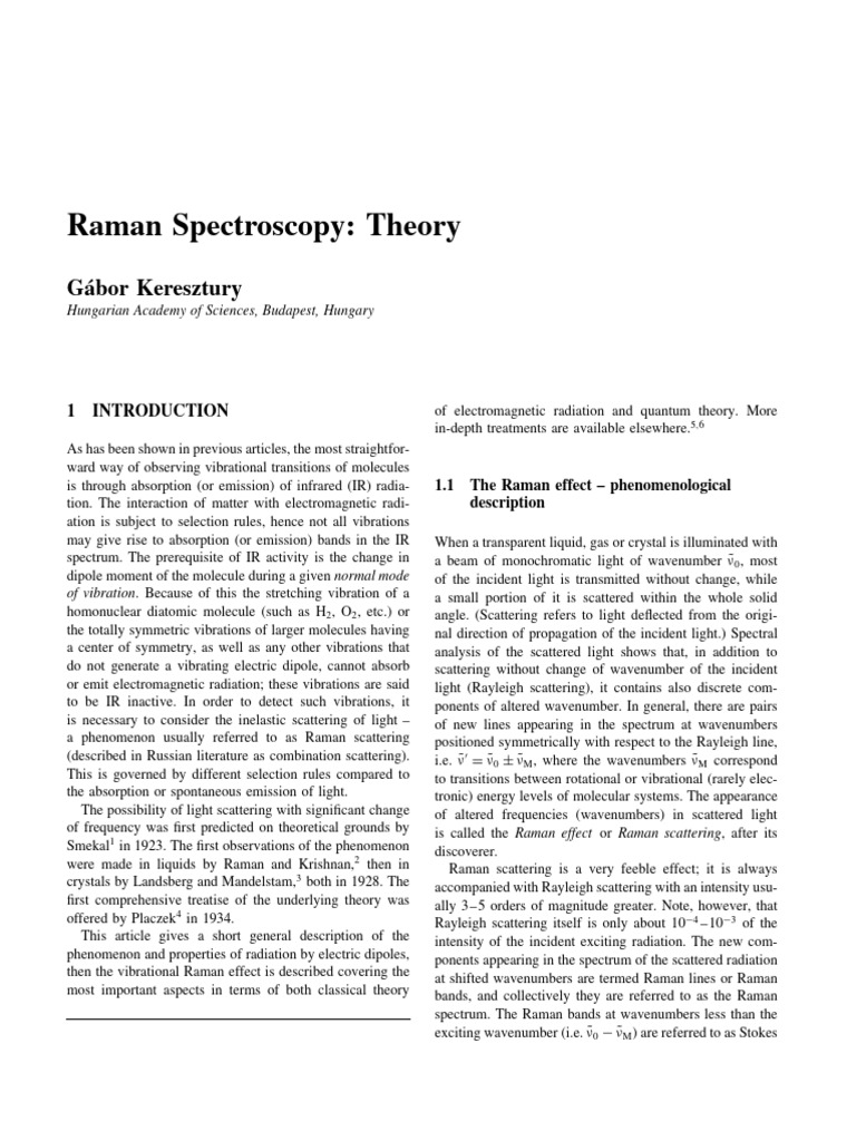 Raman Spectroscopy Theory Overview | PDF | Raman Spectroscopy ...