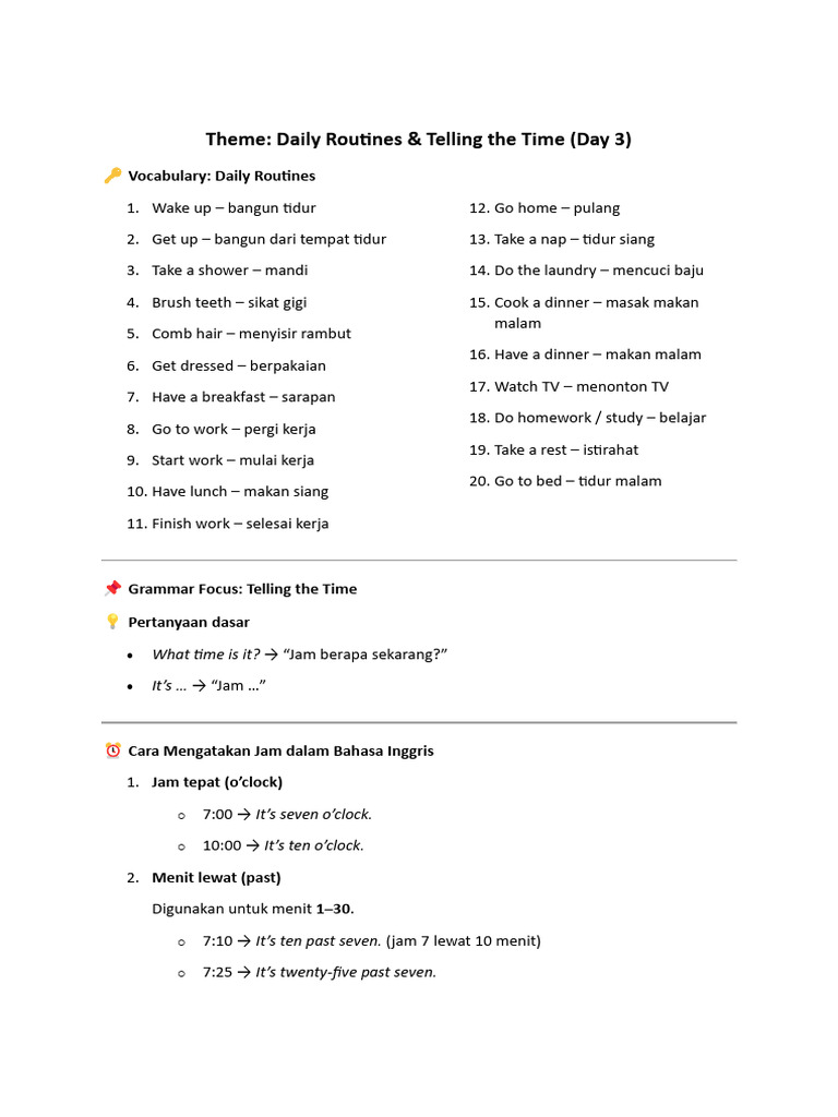 (Day 3 - Topic) Daily Routines | PDF | Chess Theory | Chess