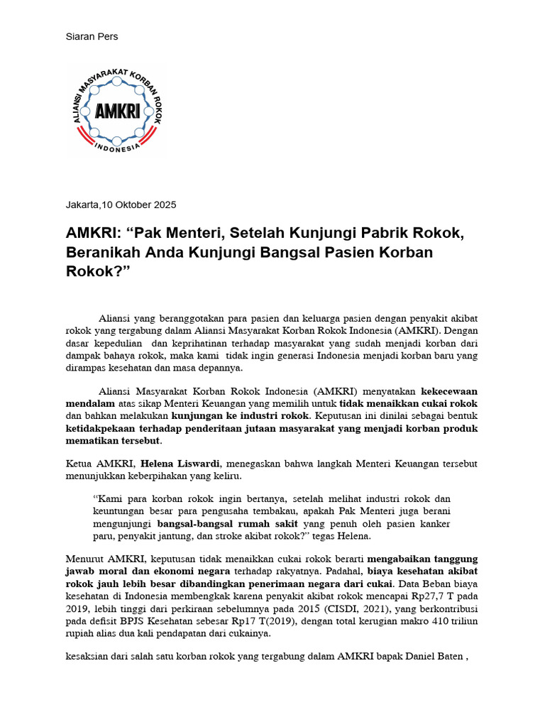 Siaran Pers AMKRI - 