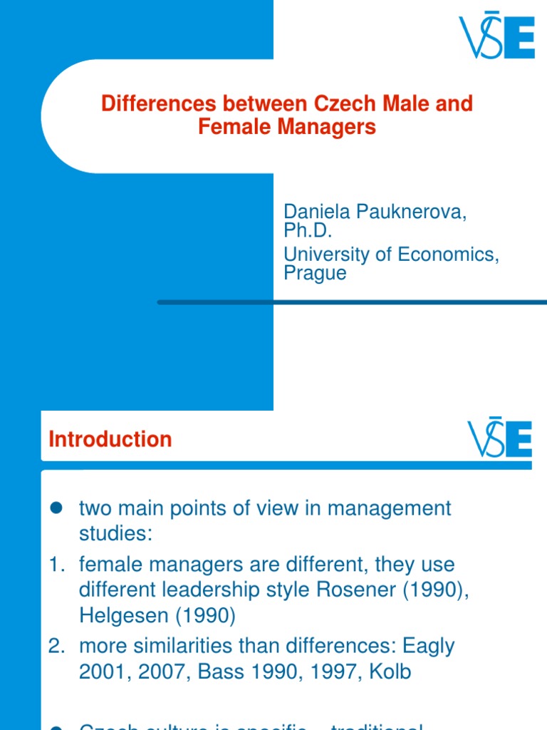 Differences Between Male and Female Managers - Pauknerova | PDF ...