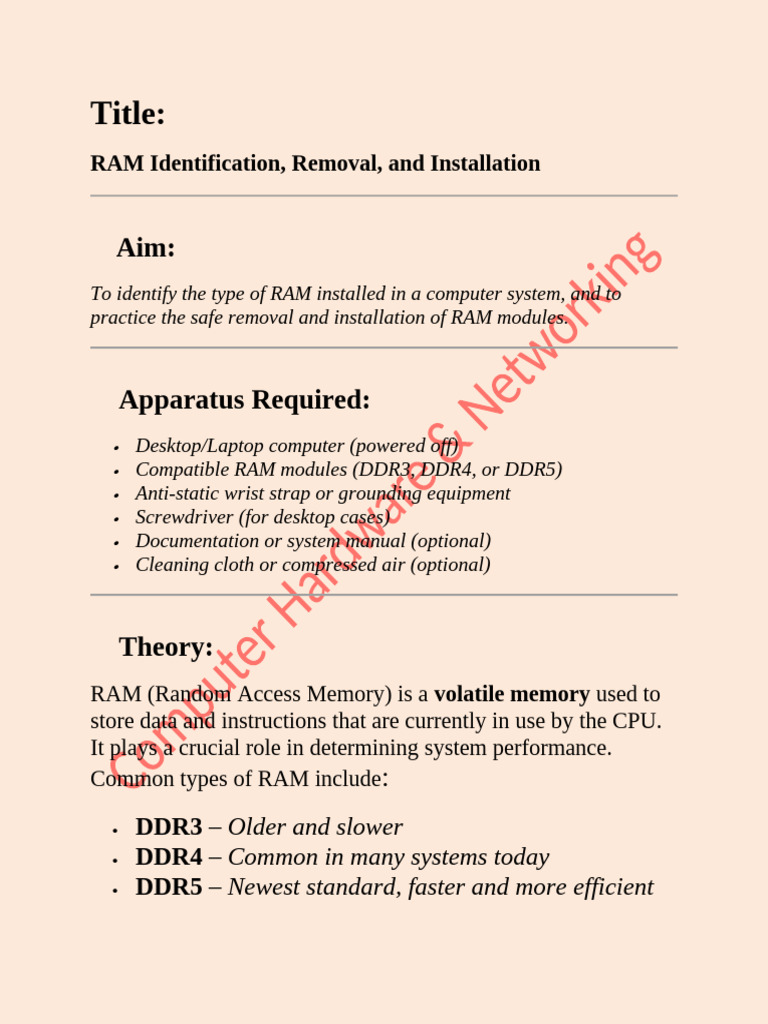 RAM Identification and Installation Guide | PDF | Random Access Memory ...