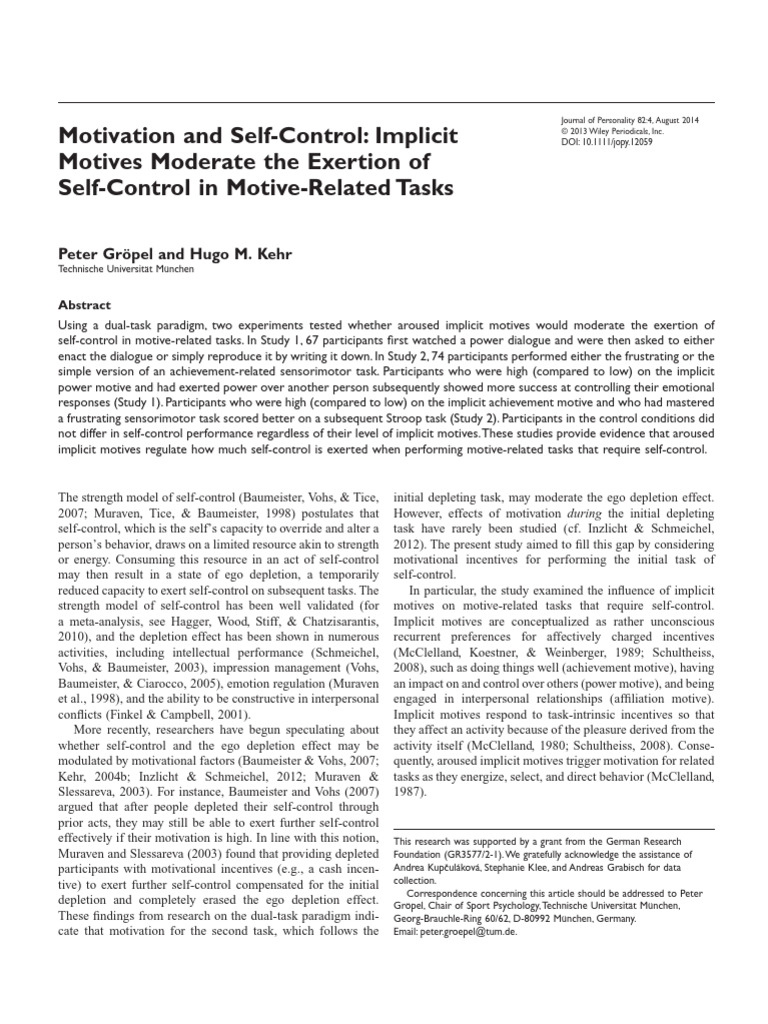 Motivation and Self Control | PDF | Self Control | Self-Management