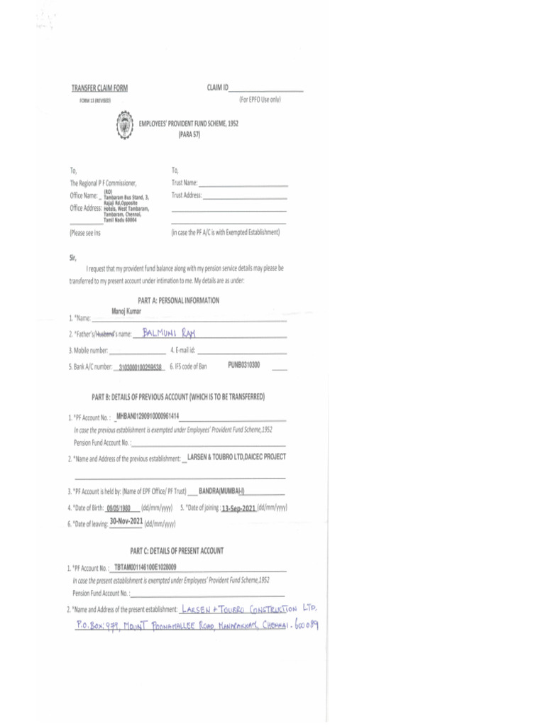 Manoj Kumar Form 13r | PDF
