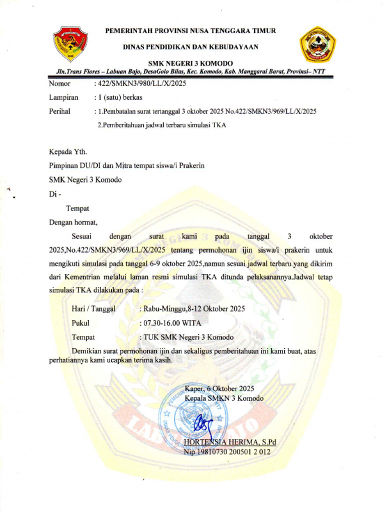 Surat Ijin Simulasi Tka Baru | PDF