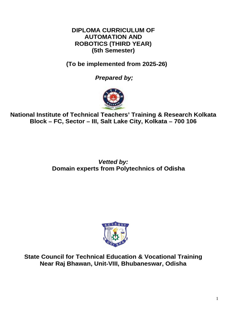 Automation and Robotics Curriculum 2025 | PDF | Programmable Logic ...