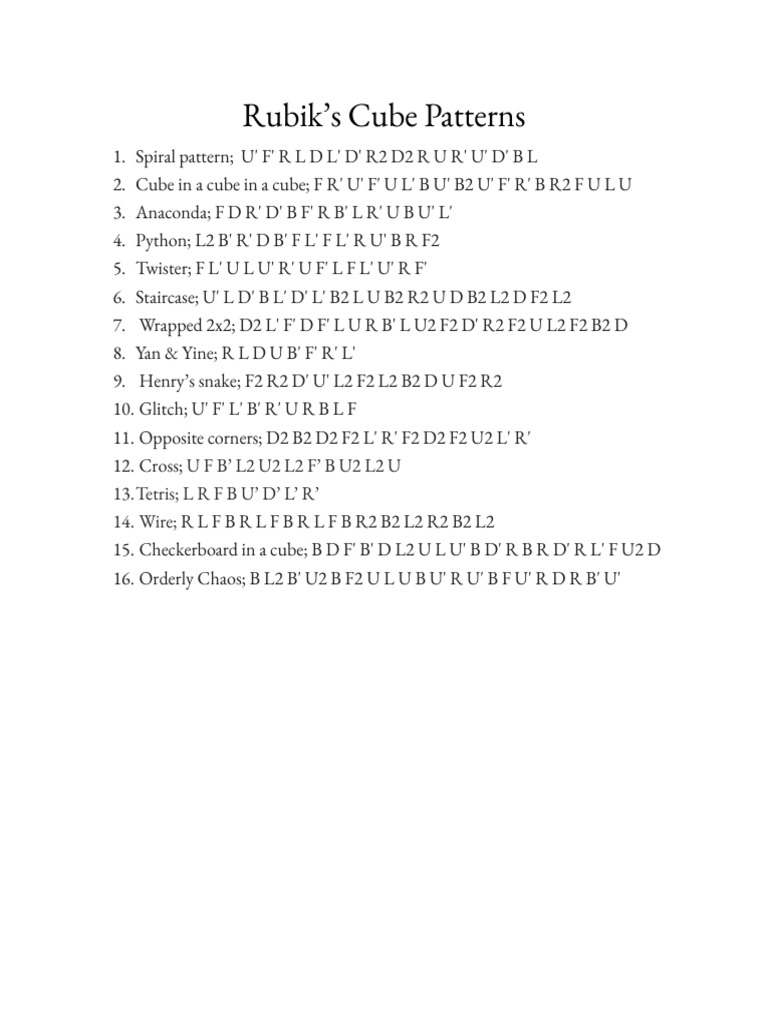 Rubik's Cube Patterns | PDF
