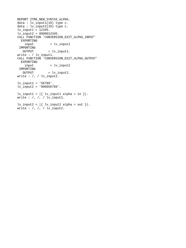 SAP Alpha Conversion Functions Example | PDF