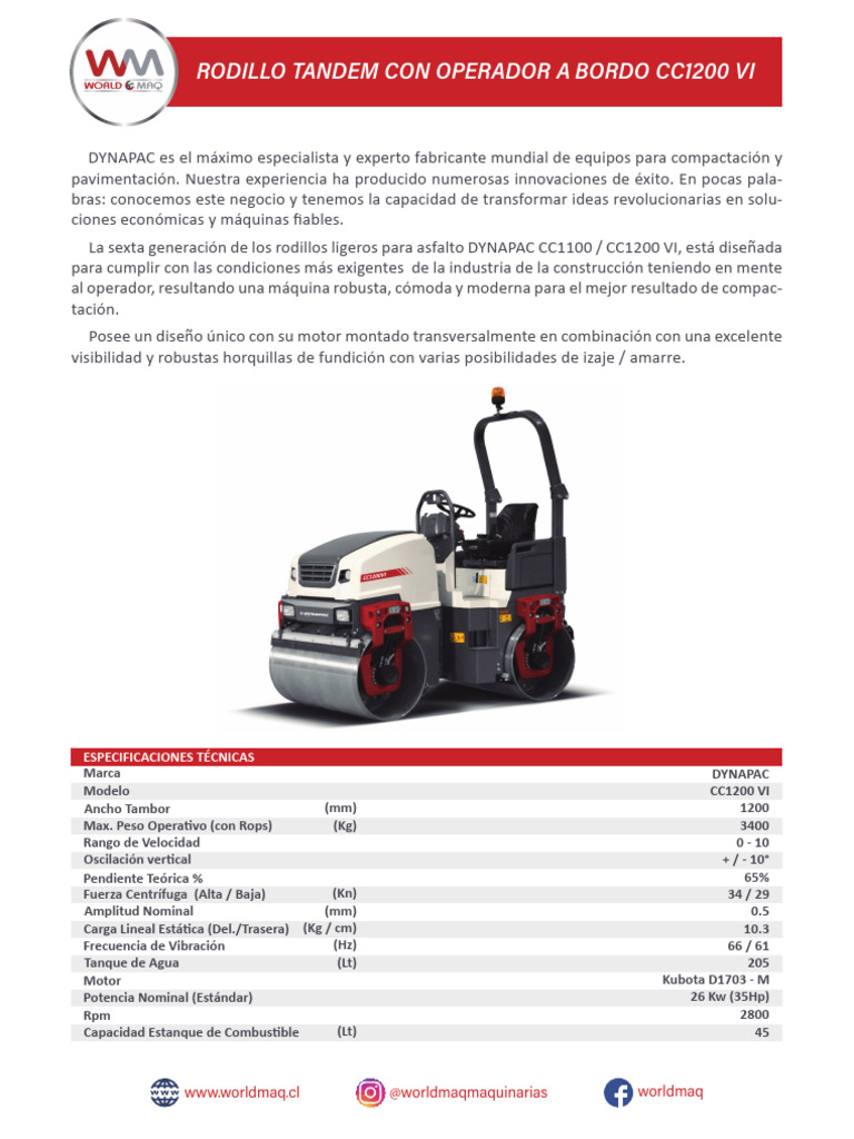 Rodillos Ligeros DYNAPAC CC1100/CC1200 VI | PDF | Vehículo de motor ...