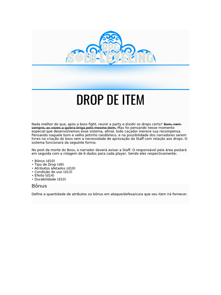 Sistema de Drops de Itens em Boss Fights | PDF