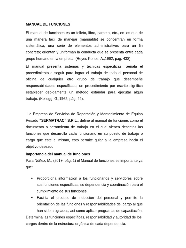Manual de Funciones en SERMATRAC | PDF