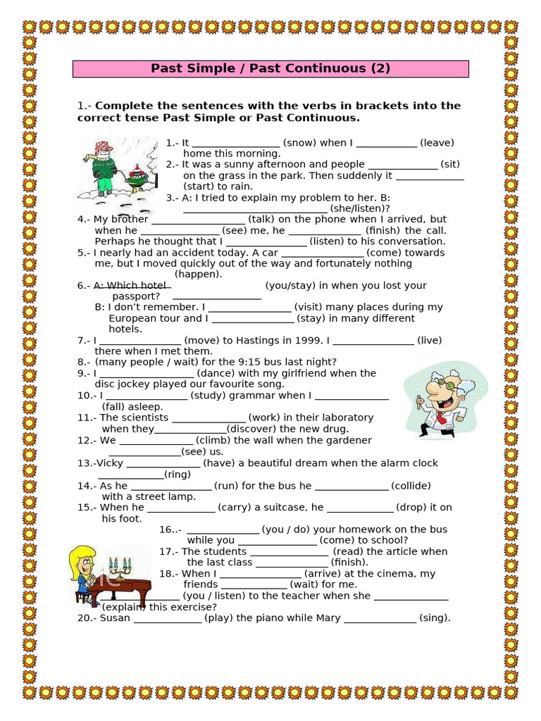 Past Simple Past Continuous | PDF | Grammar | Syntax