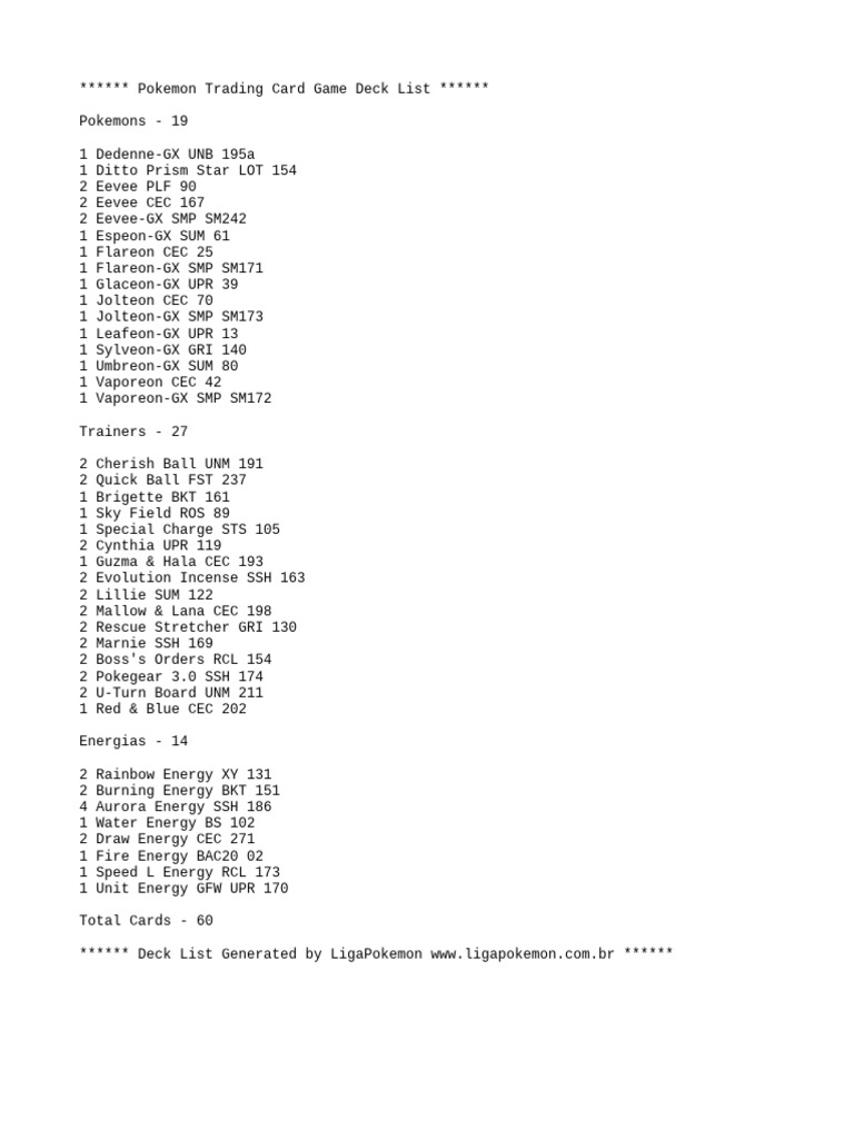 pokemon trading card deck list TCG Classic  JustInBasil's Pokmon TCG Resources Pack and Card Farming Guide: