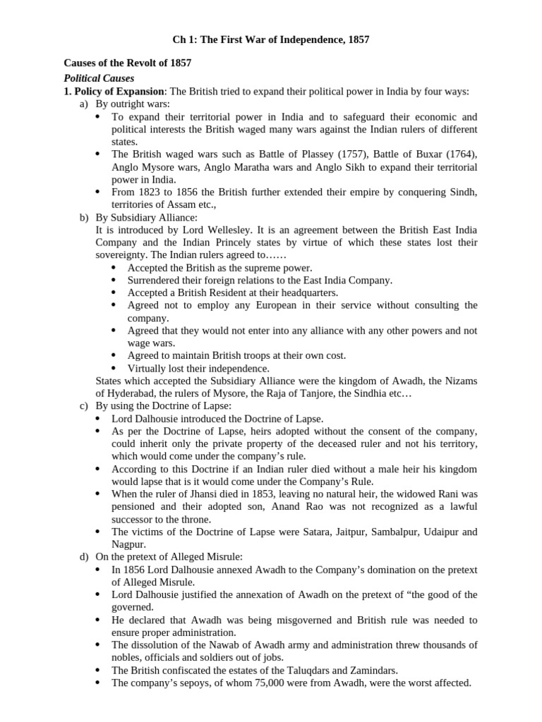 10 His CH 1 The First War of Independence 1857 | PDF | Indian Rebellion ...