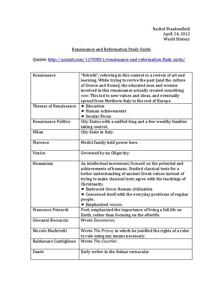 Renaissance and Reformation Overview | PDF | Renaissance | Martin Luther
