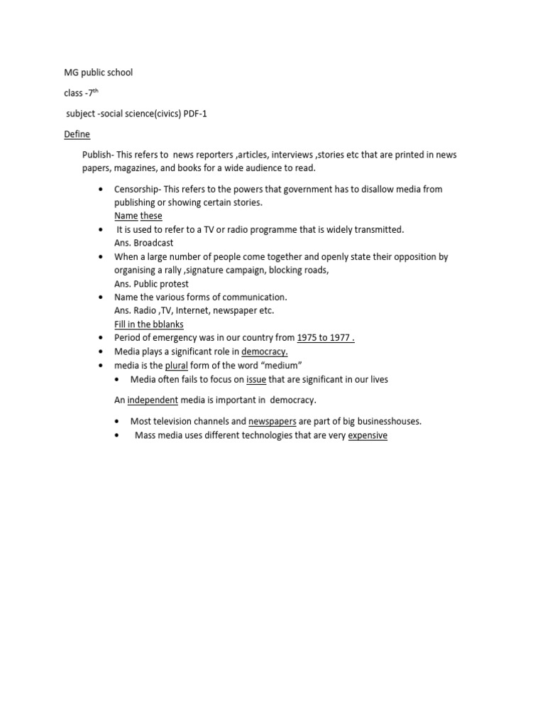 Class 7 SST Civics Lesson 6 | PDF