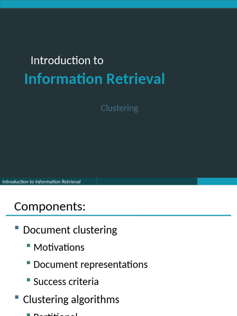 Overview of Document Clustering in IR | PDF | Cluster Analysis | Algorithms